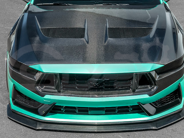 2024-Up Ford Mustang S650 Dark Horse | CARBON FIBER Front Upper Grille Insert Trim Pair